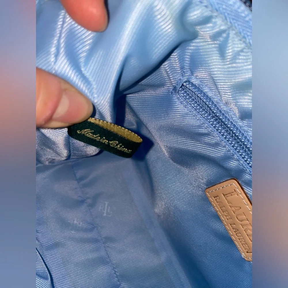 Small Lauren Ralph Lauren Hobo Plaid Blue Handbag - Picture 6 of 14